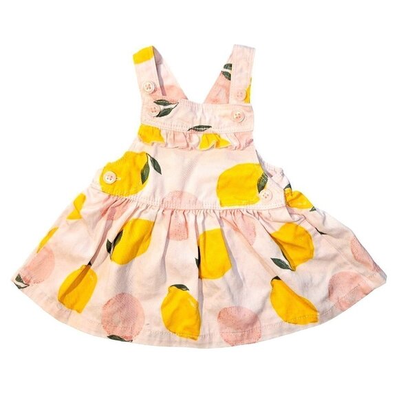 Just One You Carters Dress Sz 3 M Months Baby Overall Dress Lemons Pink Yellow - Picture 1 of 7